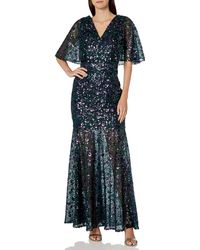 Dress the Population - Lourdes Flutter Sleeve Sequin Lace Long Gown Dress Dress - Lyst