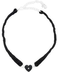 Lucky Brand - Silver-tone Pavé Heart Charm Velvet Choker Necklace, 12" + 3" Extender - Lyst