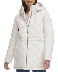 Tommy Hilfiger - Hooded Diamond Adjustable Waist Quilted Coat - Lyst