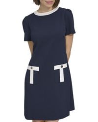 Tommy Hilfiger - Pocket Trim Shift Dress Sky Captain/ivory 8 - Lyst