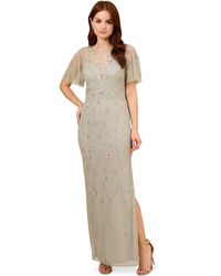 Adrianna Papell - Beaded Long Gown - Lyst