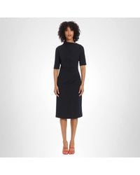 Maggy London - Plus Size Side Pleat Dress With Asymmetric Neck And Elbow Sleeves - Lyst