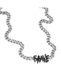 DIESEL - Logo Silver Stainless Steel Chain Necklace - Lyst