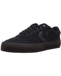 black leather converse trainers