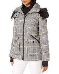 parisian padded jacket with faux fur trim
