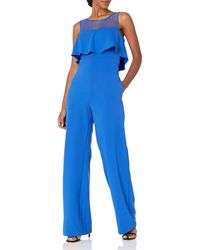 Adrianna Papell Knit Crepe Asymmetrical Jumpsuit (plus Size) in Blue - Lyst