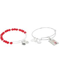 ALEX AND ANI - Peanuts Charlie Brown Christmas Tree Set Of 2 Bracelet Red One Size - Lyst