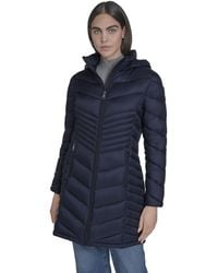 Calvin Klein - Hooded Chevron Quilt Puffer Coat – Slimming Longline Winter - Lyst