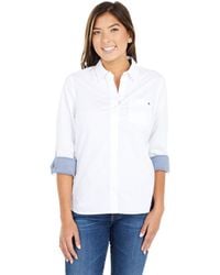 Tommy Hilfiger - Plus Button Down Long Sleeve Collared Shirt With Chest Pocket - Lyst