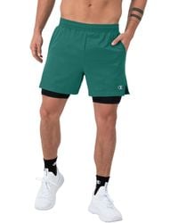 Champion - , Mvp With Total Support Pouch, Moisture Wicking, Lined Shorts, 5" & 7", Mountain Lake Green Hd C Logo, Small - Lyst