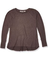 Michael Stars Womens Madison Brushed Camo Long Sleeve Notch Neck Hi-Low