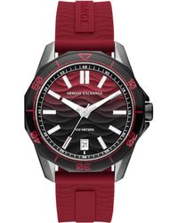 Emporio Armani - A|x Armani Exchange Three-hand Date Red Silicone Band Watch - Lyst