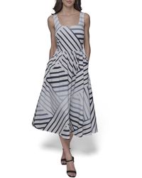 Karl Lagerfeld - Paris Printed V Neck Sleeveless Midi Dress - Lyst