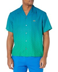 Lacoste - Relaxed Fit Short Collar Button Down Shirt W/ombre Aop L Graphic W/stripes On The Sleeves - Lyst