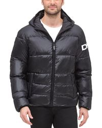 DKNY - Water Resistant Ultra Loft Hooded Logo Puffer Jacket - Lyst