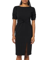 DKNY - Short Sleeve Jewel Neck Knee Length Front Twist Side Slit Dress - Lyst