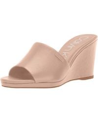 calvin klein jacolyn leather wedge sandals