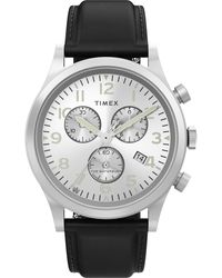 Timex - Black Strap Silver-tone Dial Stainless Steel - Lyst