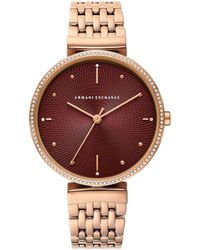 Emporio Armani - A|x Armani Exchange Three Hand Rose Gold-tone Stainless Steel Bracelet Watch - Lyst