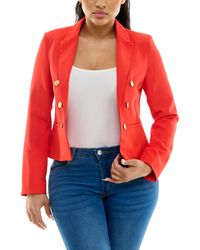 Nanette Lepore - Fully Lined Cropped Double Breasted Jacket W/front Pockets And Inner Beauty Binding Printing - Lyst