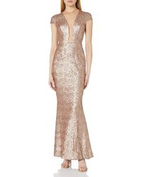 Dress the Population - Michelle Cap Sleeve Sequin Long Gown - Lyst