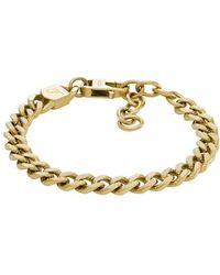 Fossil - Harlow Linear Texture Chain Gold-tone Stainless Steel Bracelet - Lyst