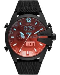 DIESEL - 51mm Mega Chief Stainless Steel And Nylon-wrapped Silicone Analog-digital Watch - Lyst