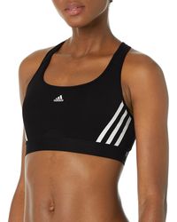 adidas - Standard Training Medium Support 3 Stripes Bra - Lyst