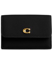 COACH - Essential Polished Pebble Mini Trifold Wallet - Lyst