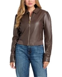 Guess - S Fancy Zipped Faux Leather Biker Jacket - Lyst