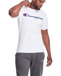 Champion - , Cotton Midweight Crewneck Tee, T-shirt For , Reg. Or Big, White Script, 3x-large Tall - Lyst