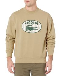 Lacoste - Cotton Graphic Crew Neck Sweatshirt With Front Logo Croc Graphic - Lyst