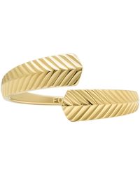 Fossil - Stainless Steel Gold-tone Harlow Linear Texture Wrap Ring - Lyst