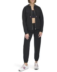 Tommy Hilfiger - Performance Zip-front Fleece Jacket With Hood,black,m - Lyst