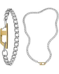 DIESEL - All-gender Stainless Steel Bracelet + Chain Necklace - Lyst