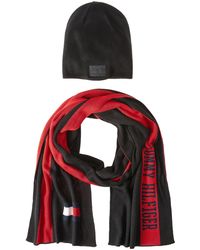 Tommy Hilfiger - Embroidered Flag Beanie And Logo Scarf Set - Lyst
