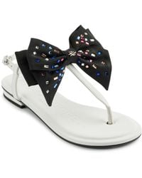 Karl Lagerfeld - Paris Cristi Studded Bow Thong Flip Flop Sandal Slide - Lyst