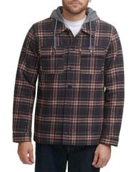 Levi's - Mens Cotton Plaid Shirt With Soft Faux Fur Lining And Jersey Hood Jacket - Lyst