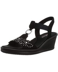Skechers Neoprene Cali Rumblers-beautiful People Wedge Sandal in Black - Lyst