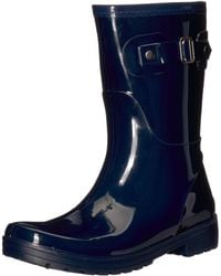 buckle and strap detail check rain boots