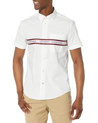 Tommy Hilfiger - Adaptive Slim Fit Logo Short Sleeve Stripe Shirt - Lyst
