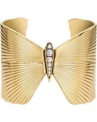 Fossil - Butterfly Collection Gold-tone Stainless Steel Cuff Bracelet - Lyst