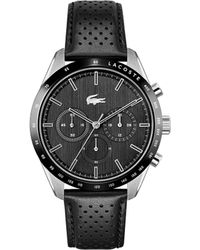 Lacoste - Boston Chrono Stainless Steel And Leather Strap Casual Watch - Lyst