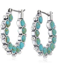 Lucky Brand - Turquoise Set Stone Midi Hoop Earrings - Lyst