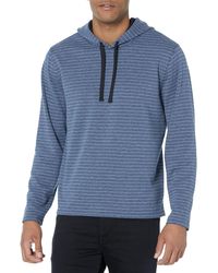 Vince - S Dbl Knit Stripe P/o Hoodie,h Pebble Blue/off White,s - Lyst