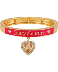 Juicy Couture - Goldtone And Light Rose Heart Charm Bangle Bracelet For - Lyst