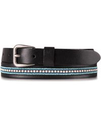 Lucky Brand - Turquoise Beaded Stripe Leather Belt In Black Size Medium - Lyst