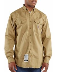 Carhartt - Mens Big & Tall Flame Resistant Classic Twill Button Down Shirts - Lyst