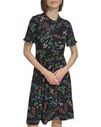 Tommy Hilfiger - Short Sleeve High Neck Fit & Flare Mini Dress Kleid - Lyst