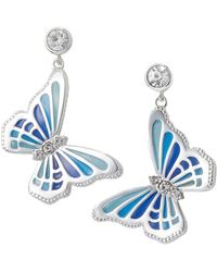 ALEX AND ANI - Aa743523ss,butterfly And Crystal Earrings,shiny Silver,blue - Lyst